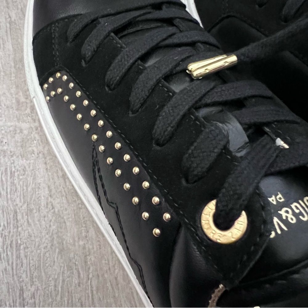 Zadig & Voltaire Black and Gold Sneakers with Gold Studs NWT - Picture 9 of 10